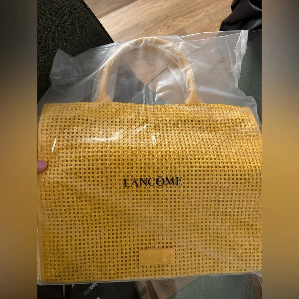 Lancome Yellow Woven Tote Bag - Picture 1 of 4
